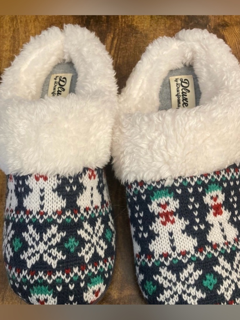 Dluxe by Dearfoams Women's Carol Snowman Scuff Slippers Size 7-8 new - Picture 2 of 6